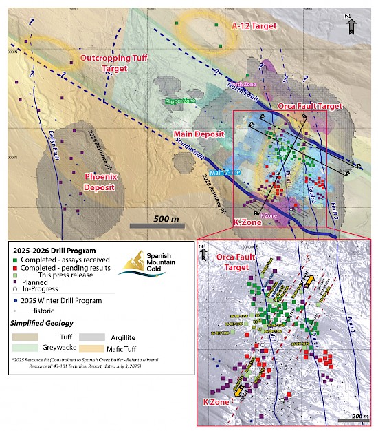 2025-2026 Drill Program. The figure illustrates the collar locations for all 21 drill holes
